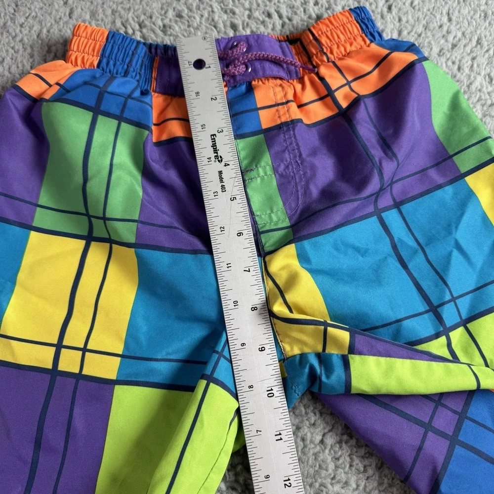 Vintage 90's OP Ocean Pacific Youth Small 6/7‎ Neon Swim Trunks Board Shorts